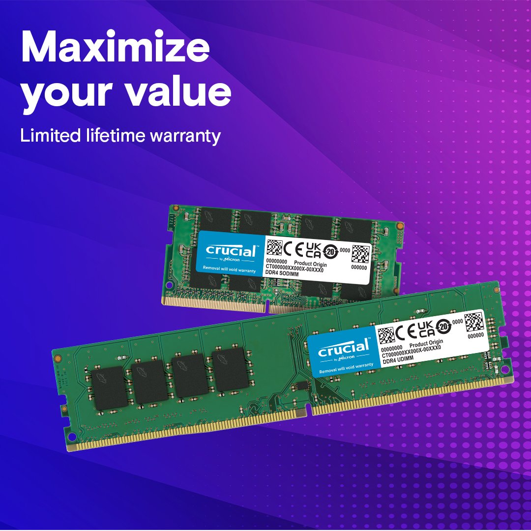 Crucial 32GB Kit (16GBx2) DDR4-3200 UDIMM | CT2K16G4DFRA32A