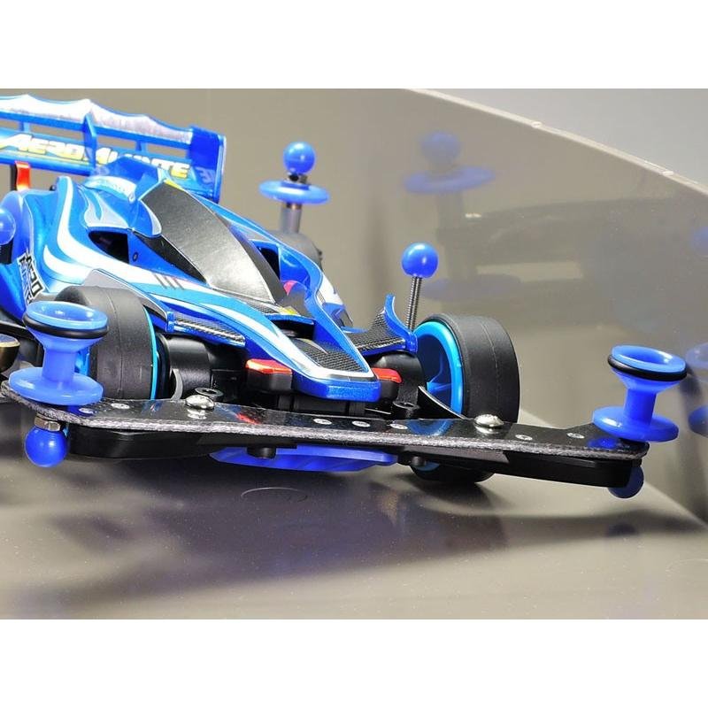 ミニ四駆 ゴムリング付2段低摩擦プラローラーセット 赤・青13-12mm