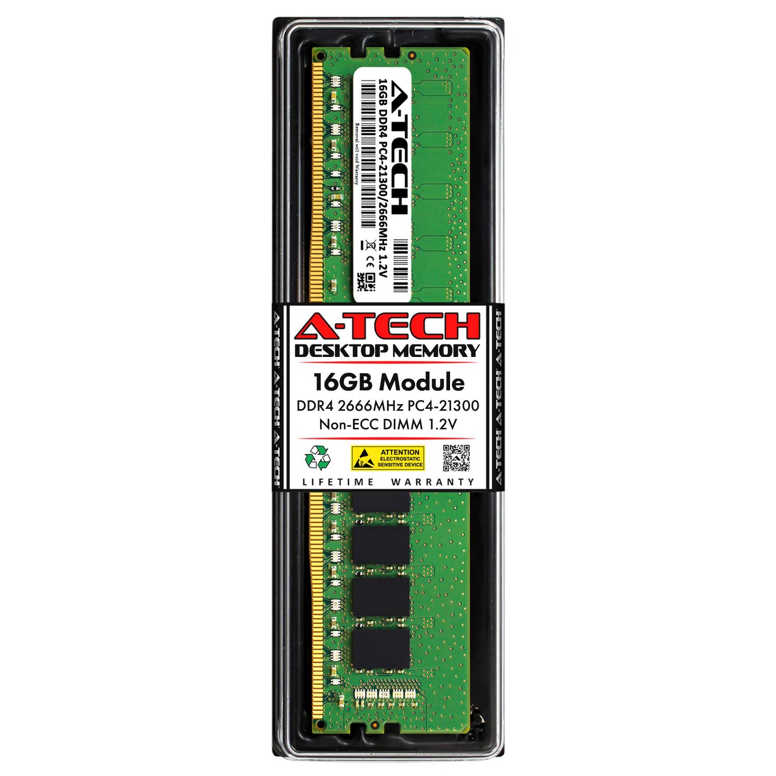 A-Tech 16GB DDR4 2666 MHz UDIMM PC4-21300 (PC4-2666V) CL19 DIMM