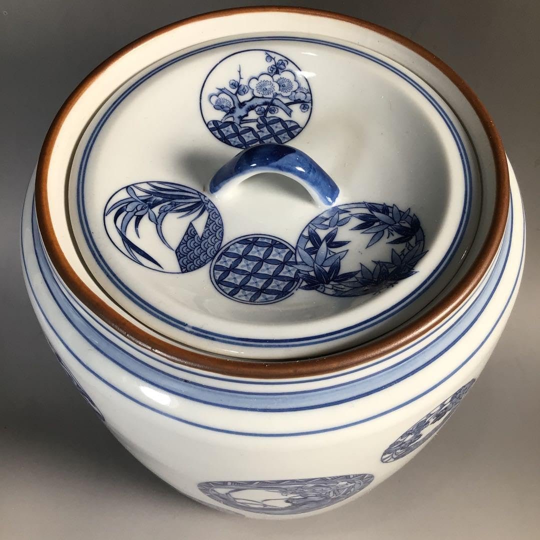 N131皆具『千古窯造』『染付花丸文』『水指建水蓋置杓立』共箱