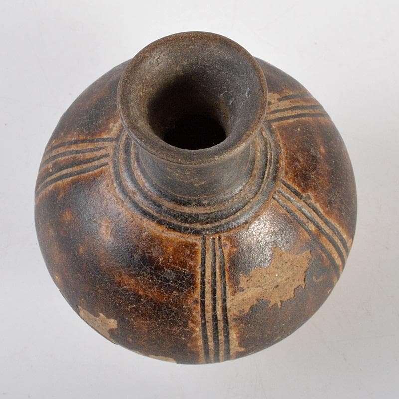 Maiko　タイ古陶磁　スンコロク　宋胡録　褐色釉　小壷　N　6241