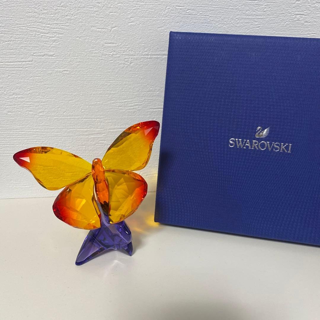 スワロフスキー★バタフライと花　置物 楽天市場】□極美品□ SWAROVSKI スワロフスキー クリスタル オーロラ