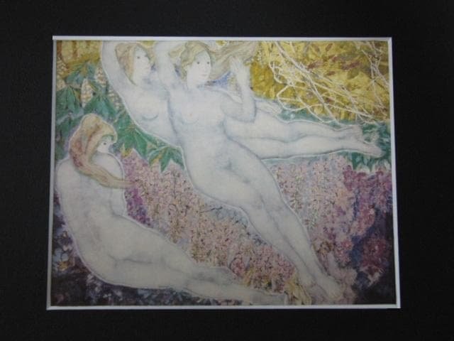 横山津恵、【五月の花】、希少な額装用画集画、新品高級額 額装付、状態良好