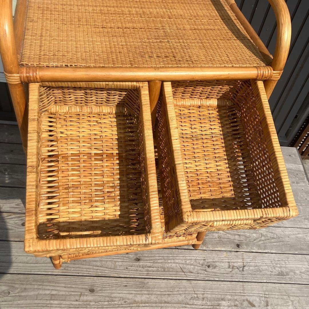 昭和レトロ ラタンチェスト 収納4段5杯 引き出し箪笥 古家具 ビンテージ