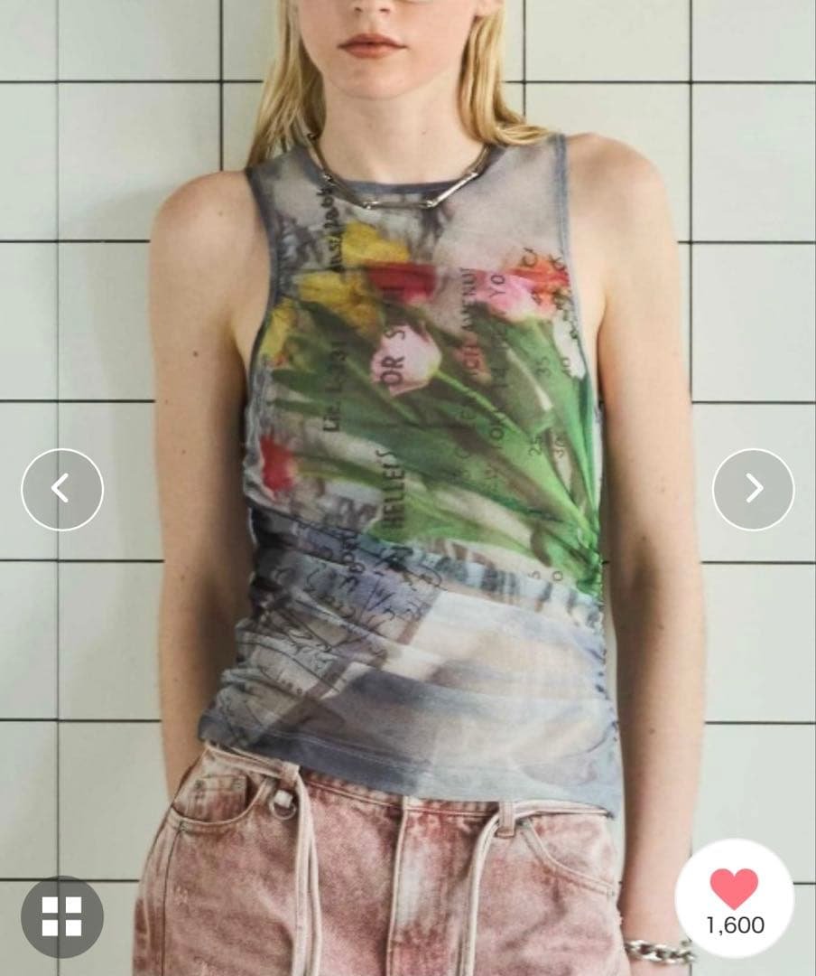 メゾンスペシャル チューリップギャザーメッシュタンクトップ